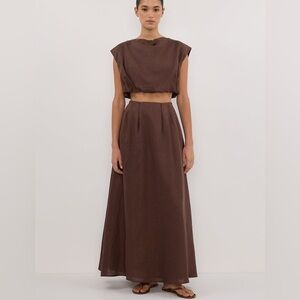 DISSH Amy Choc Linen Bubble Top 4 NWOT